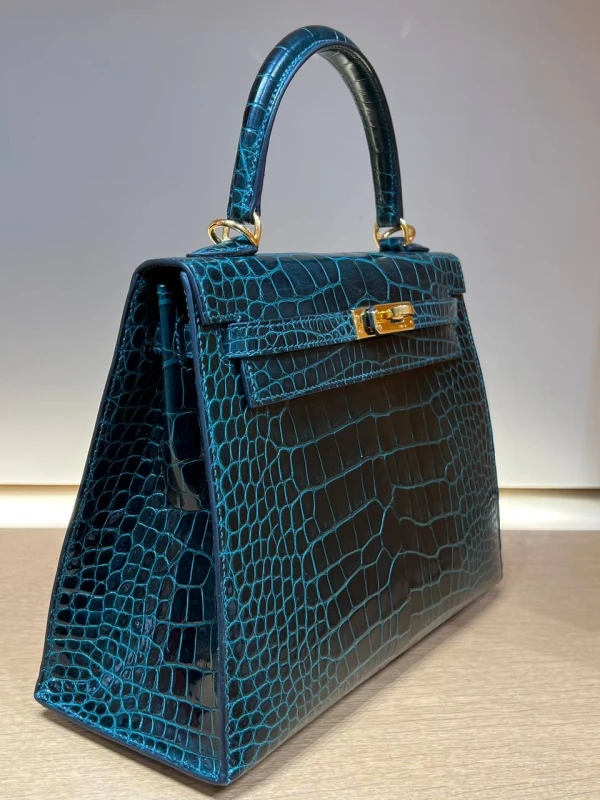 Hermès KELLY SELLIER 25 ALLIGATOR LISSE VERT CYPRESS GHW K25AVC 3