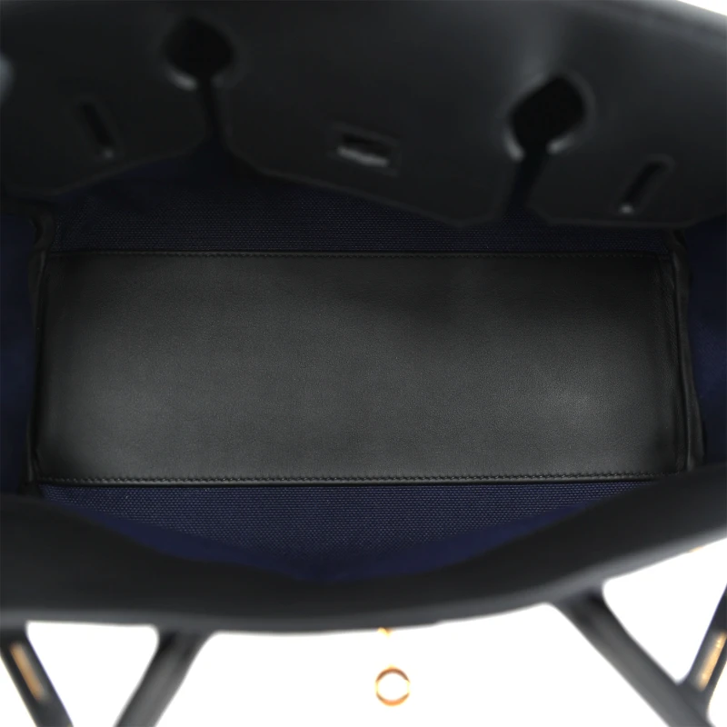 Hermès HERMÈS BIRKIN SHOULDER LIGHT 29 BAG IN BLEU INDIGO BLANC & NOIR TISSAGE JEAN PHW BS29BI 6