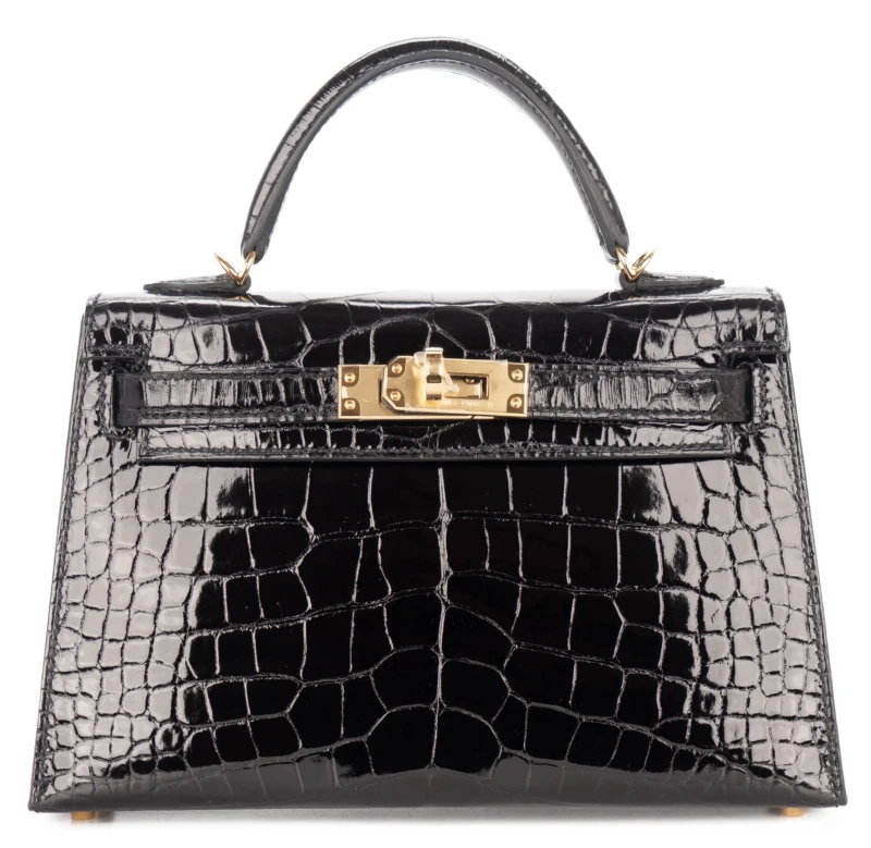 KELLY 20 MINI HSS ALLIGATOR SHINY NOIR PBHW