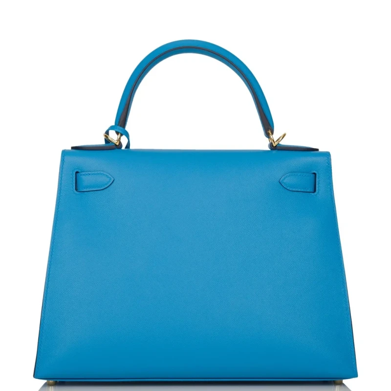 Hermès Kelly Sellier 28 Veau Madame Bleu Frida GHW K28MBF 5