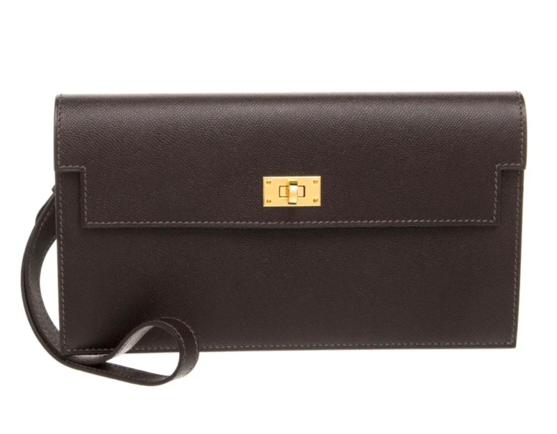 KELLY POCKET LONG WALLET VEAU MADAME BAI BRUN