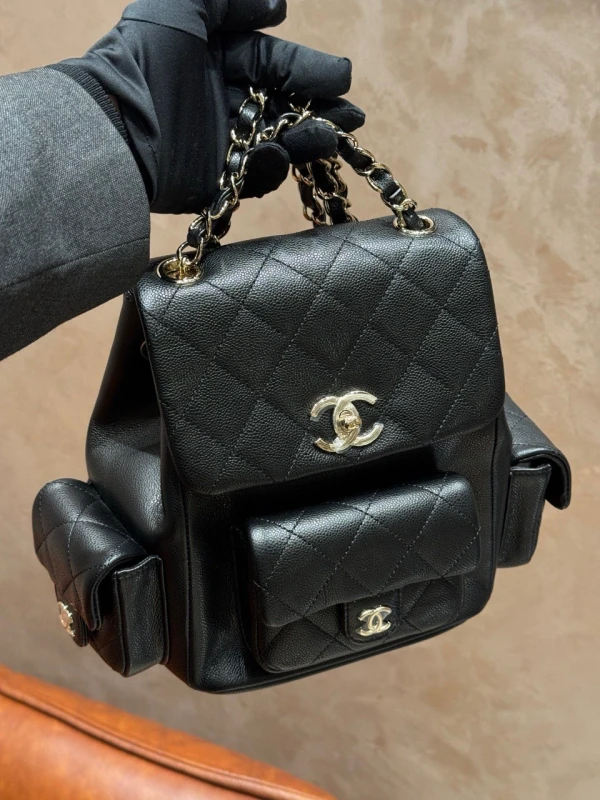 Chanel CAVIAR SKIN BLACK DUMA BACKPACK AS4398B 7