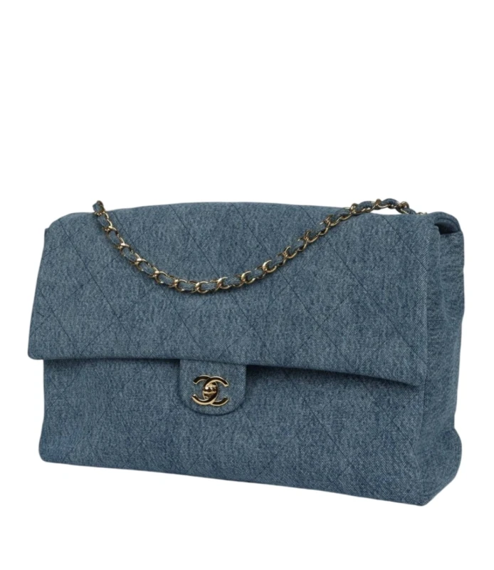Chanel Maxi «Souplissimo» Large Flap Bag Blue Denim GHW Maxi Large Flap Bag 4