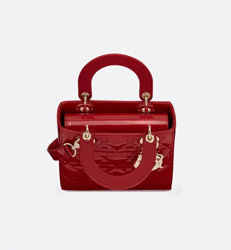 CHRISTIAN DIOR Medium Lady DIOR Bag Cherry Red Patent Cannage Calfskin M0531OWCB_M323 4