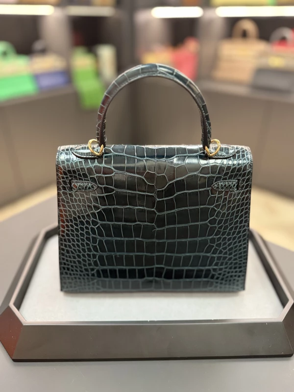 Hermès KELLY SELLIER 25 CROCODILE NILOTICUS VERT ROUSSEAU GHW K25CVR 4