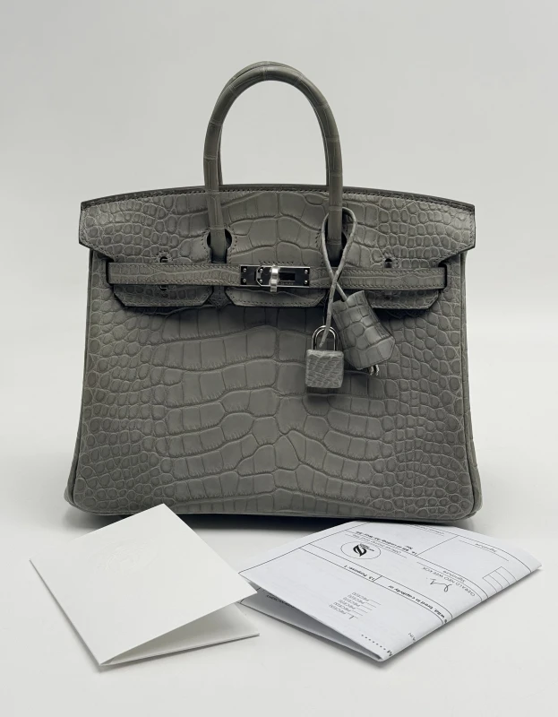 Hermès BIRKIN 25 ALLIGATOR MATTE GRIS CIMENT PHW B25AMGC 6