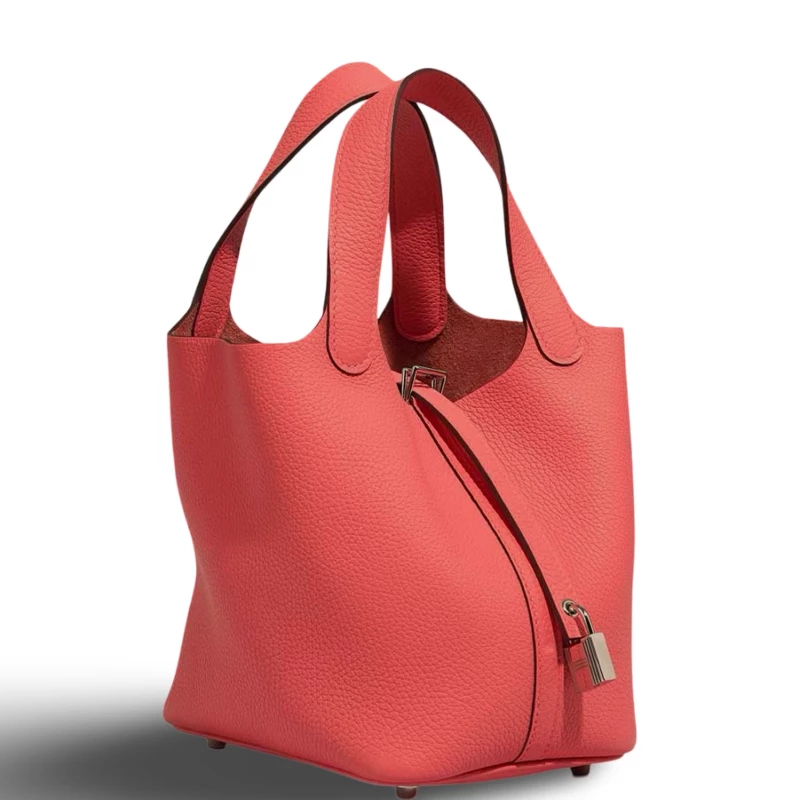 Hermès PICOTIN 18 MINI TAURILLON CLEMENCE ROSE PHW P18TCRJ