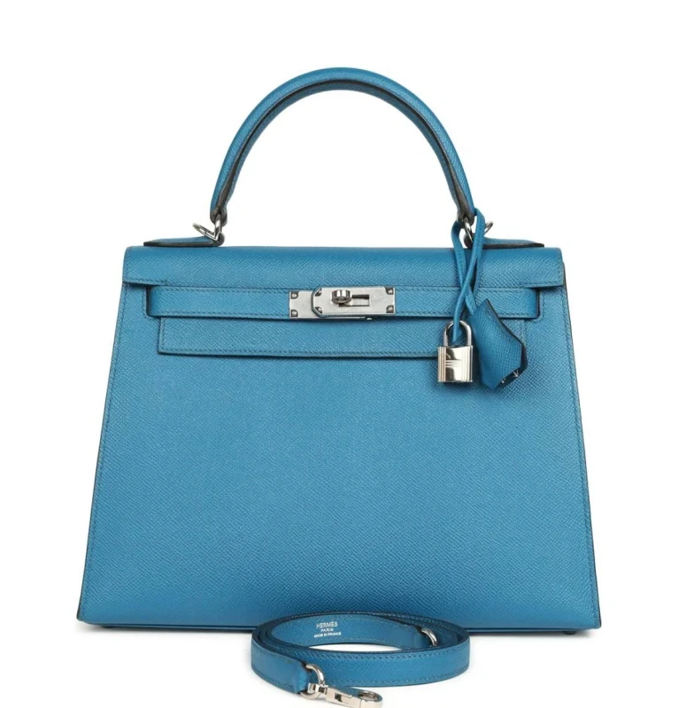 Hermès KELLY SELLIER 28 VEAU EPSOM BLUE PHW K28VE 2