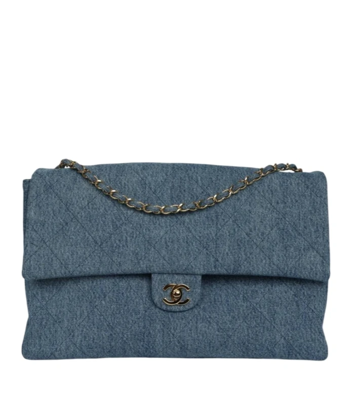 Chanel Maxi «Souplissimo» Large Flap Bag Blue Denim GHW Maxi Large Flap Bag 1