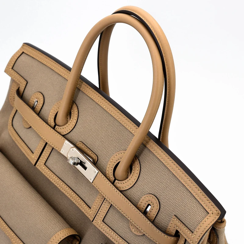 Hermès BIRKIN CARGO 35 VEAU SWIFT TOILE BEIGE/MARFA/POUSSIERE PHW B35Cargo 2