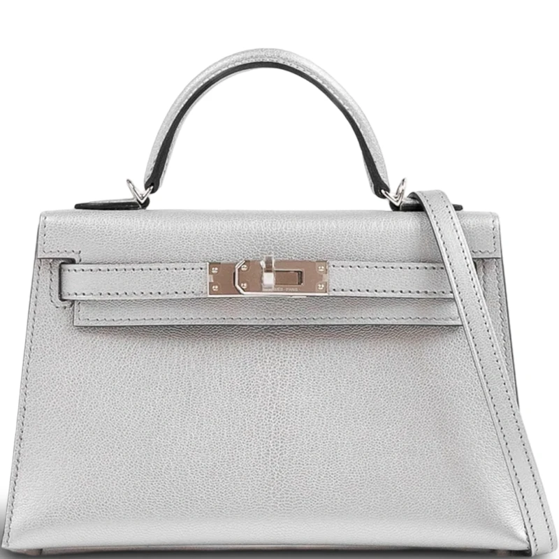 Hermès KELLY 20 MINI CHEVRE ARGENT PHW K20Argent 1