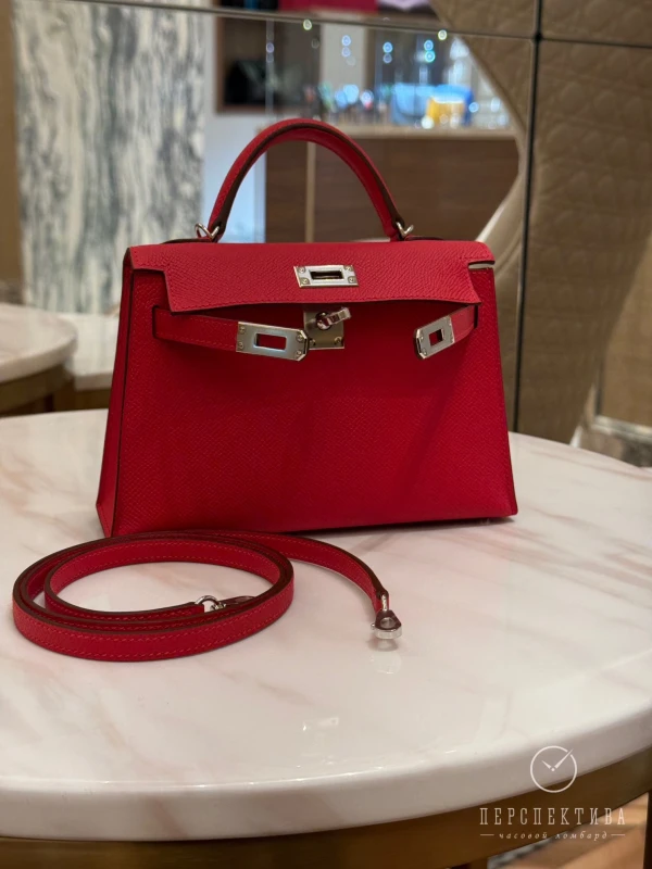 Hermès Kelly Sellier Mini Veau Epsom 05 Rouge Radieux H071302CK 8