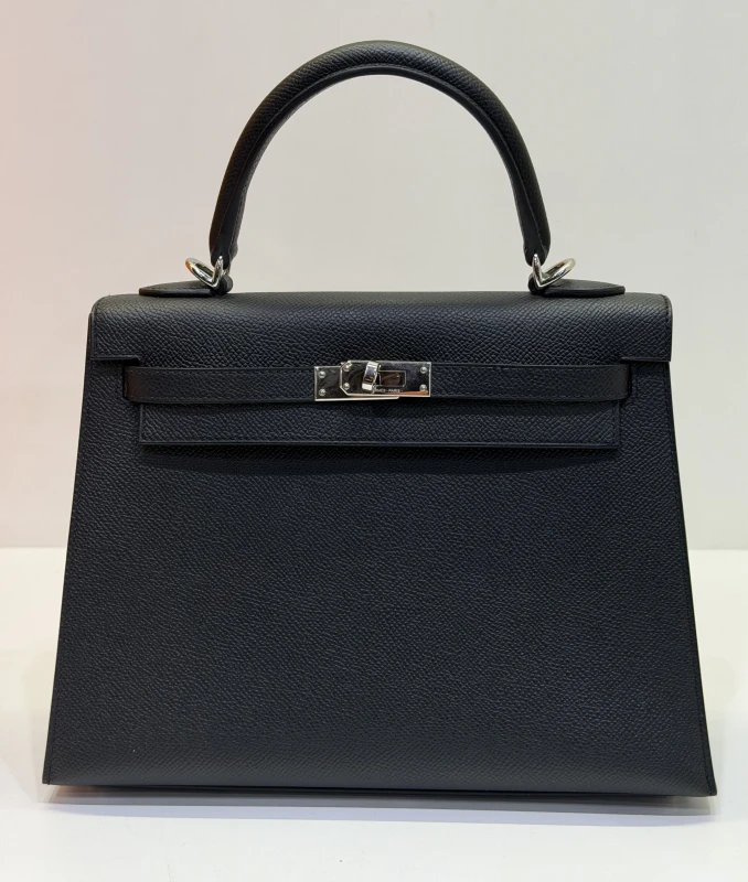 Hermès KELLY SELLIER 25 VEAU EPSOM NOIR PHW K25EN 2