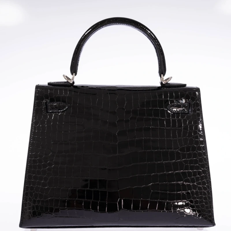 Hermès KELLY SELLIER 25 SHINY CROCODILE POROSUS NOIR PHW K25AN 5