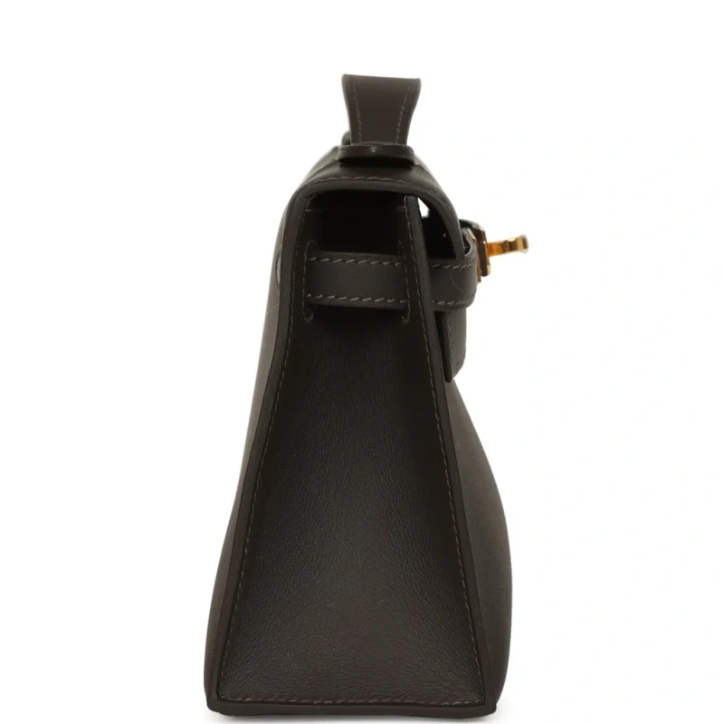 Hermès Kelly Pochette Bai-Brun Swift GHW KPSBB 3