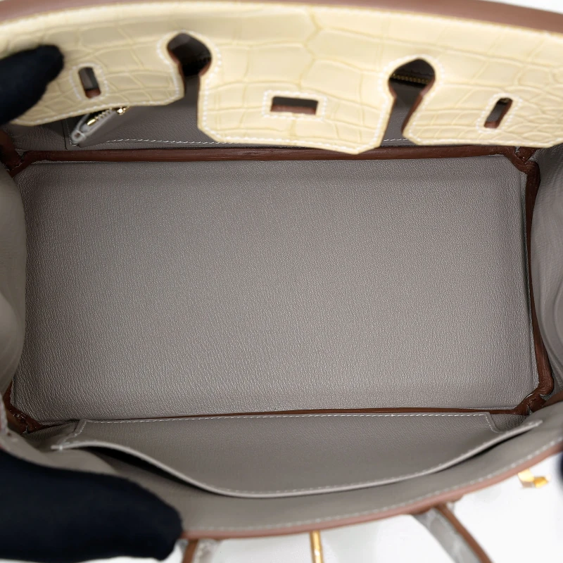 Hermès Birkin 25 HSS Vanille Gris Perle Matte Alligator BGHW B25AVGP 8