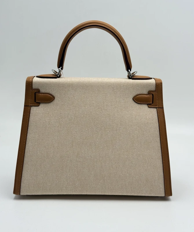 Hermès KELLY 28 TOILE H/VEAU SWIFT BISCUIT/ECRU PHW K28Toile 4