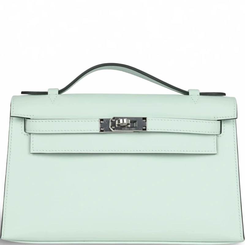 KELLY POCHETTE VEAU SWIFT VERT PEPPERMINT PHW