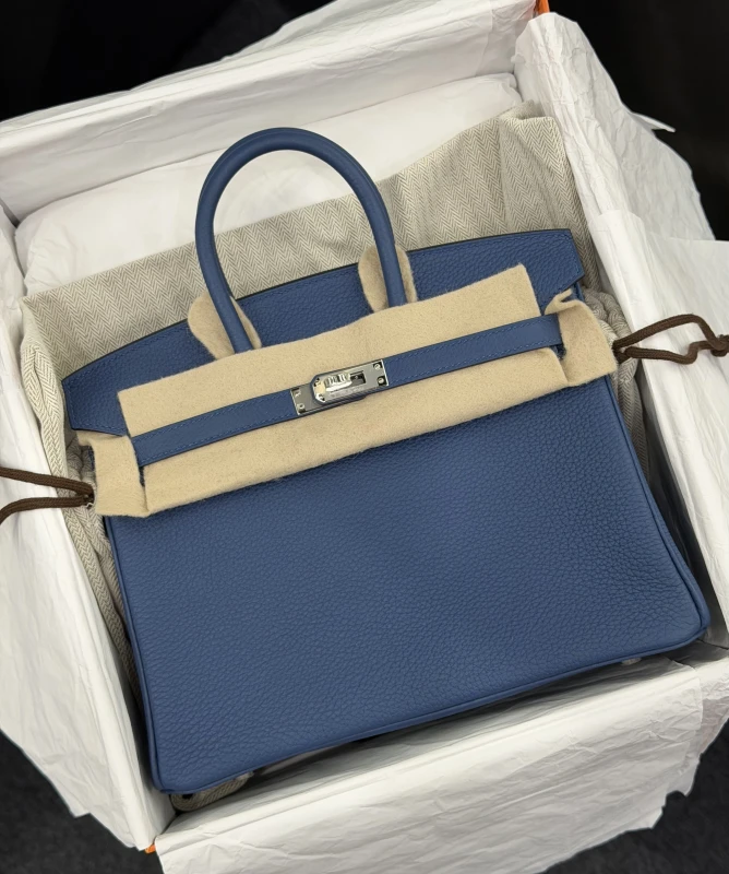Hermès BIRKIN 25 TOGO BLEU TIE PHW B25TBT 8