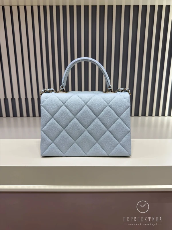 Chanel Blue Quilted Caviar Leather Mini Retro Twist Top Handle Bag CBQCLB 7