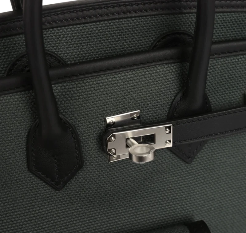 Hermès BIRKIN CARGO VERT MANGROVE TOILE GOELAND AND BLACK SWIFT PHW B25cargo 5