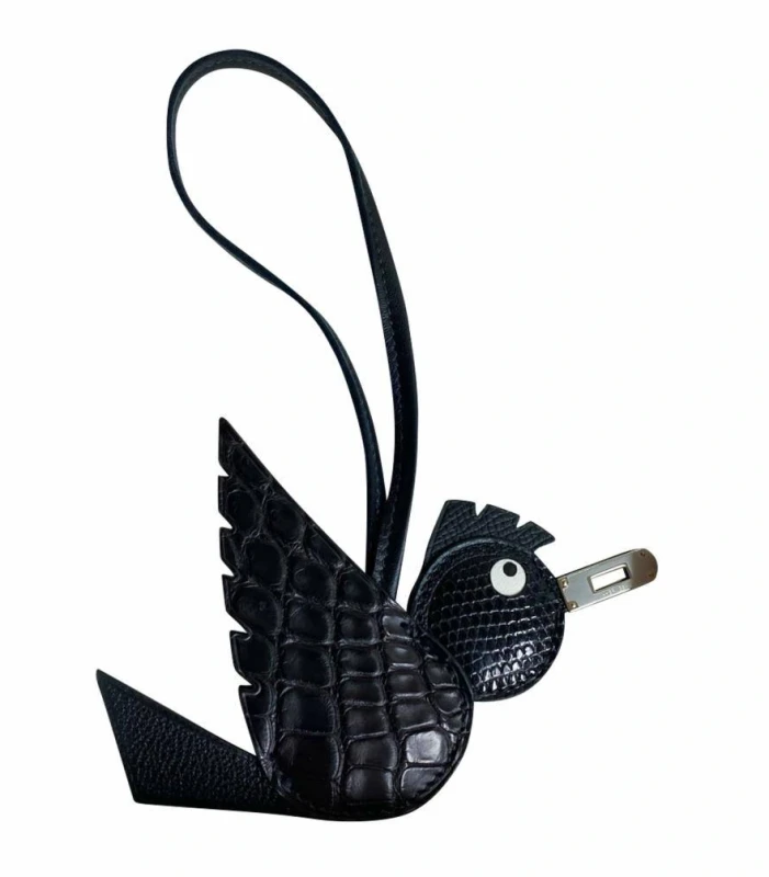 Hermès Hermes Birdy Charm Black Swift/Croco PHW Charm 1
