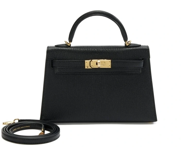 KELLY 20 MINI CHEVRE NOIR GHW