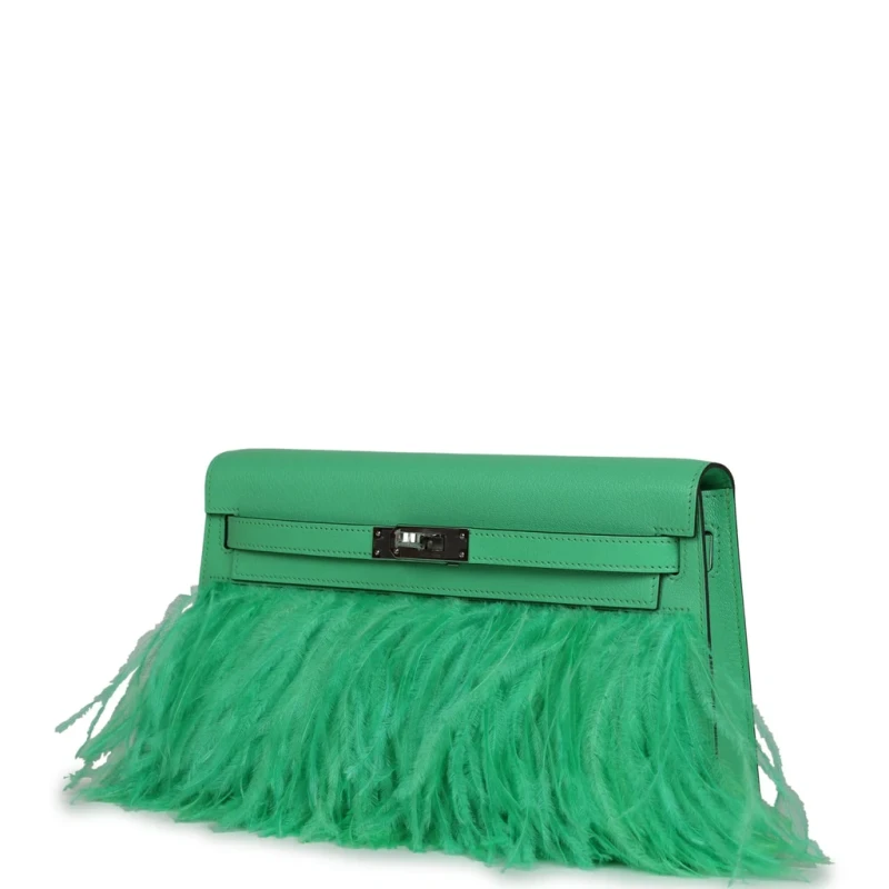 Hermès Hermès Kelly Elan Foile Vert Comics Chevre and Ostrich Feather PHW KEFVC 5