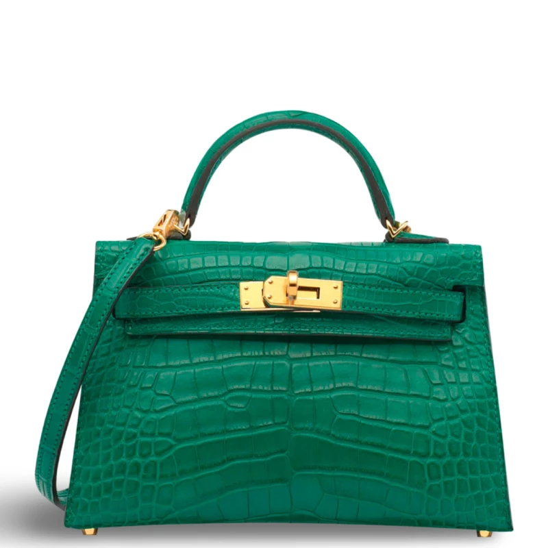 Hermès KELLY 20 MINI ALLIGATOR MATTE MALACHITE GHW K20AM