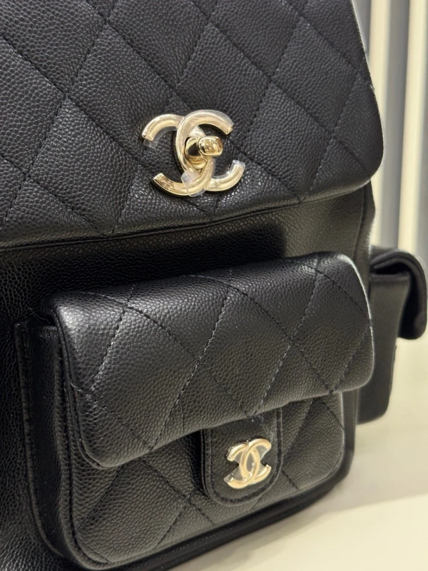 Chanel CAVIAR SKIN BLACK DUMA BACKPACK AS4398B 9
