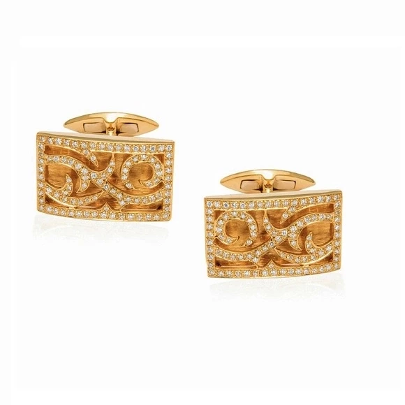 MEN'S THORN CUFFLINKS, DIAMONDS, YELLOW GOLD