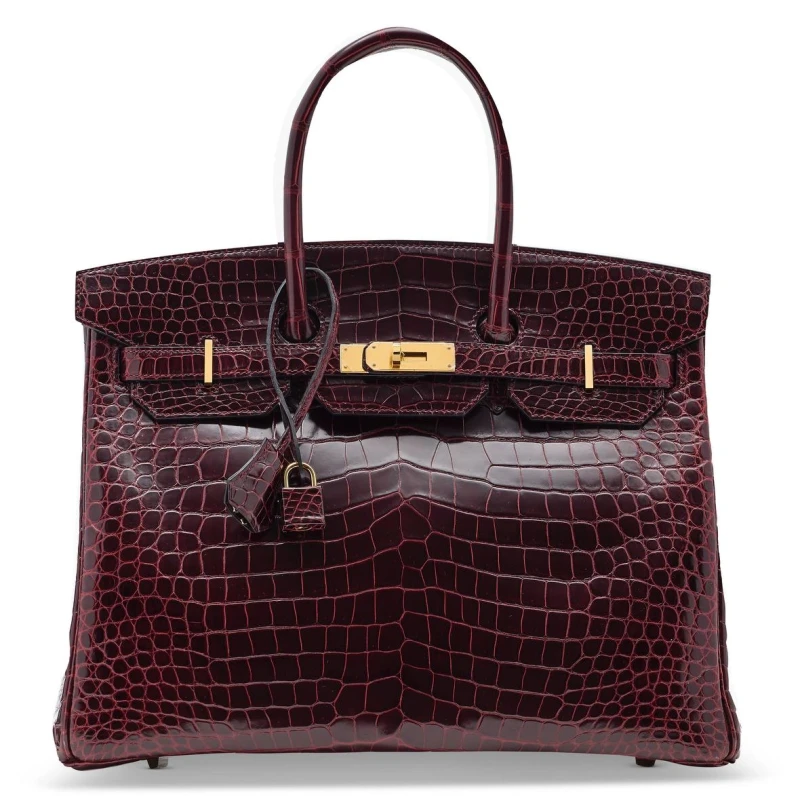 Hermès A SHINY BORDEAUX POROSUS CROCODILE BIRKIN 35 GHW HB35 1