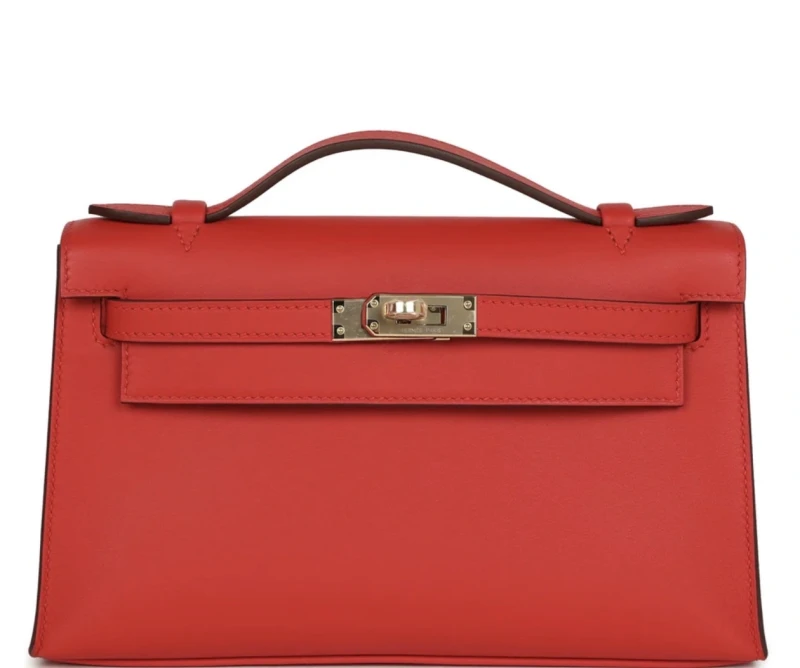 KELLY POCHETTE VEAU SWIFT ORANGE FIELD PHW