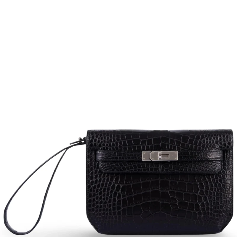 KELLY DEPECHES 25 ALLIGATOR MATTE NOIR PHW