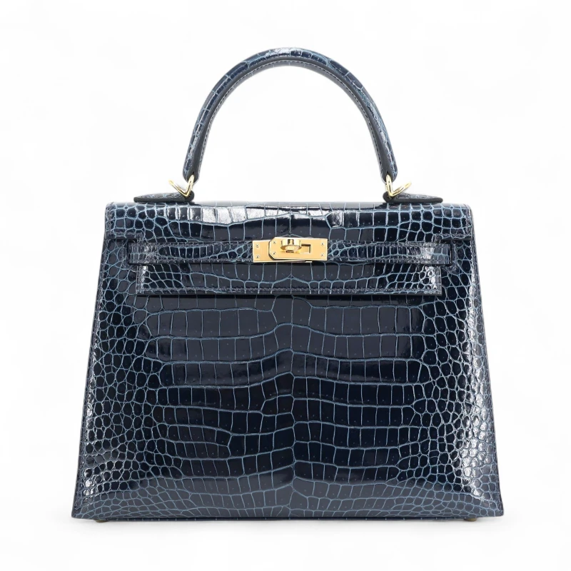 KELLY SELLIER 25 ALLIGATOR LISSE ROUGE DE COEUR GHW