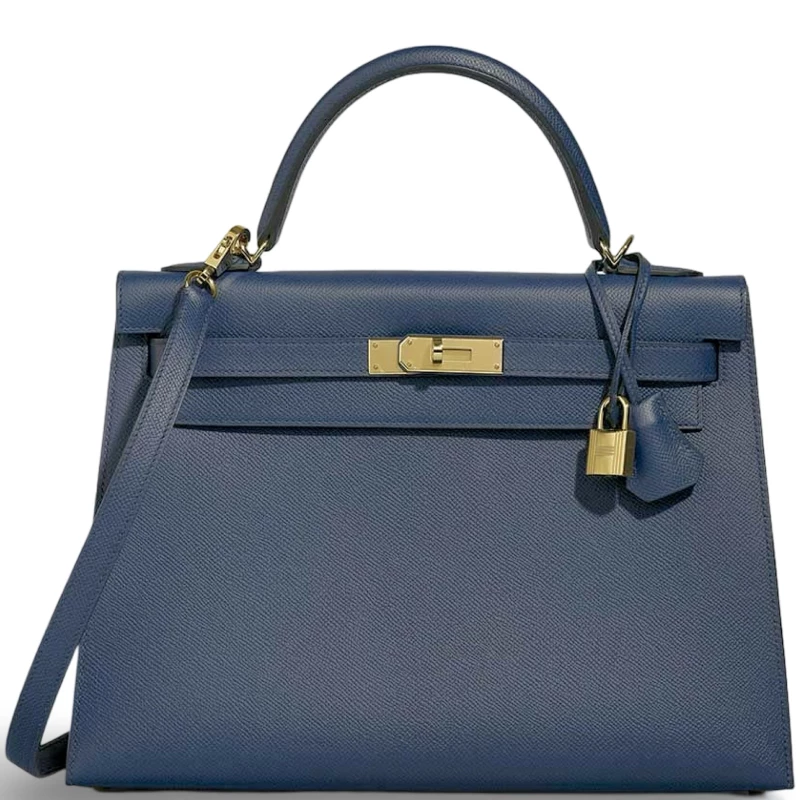 KELLY RETOURNE 32 VEAU EPSOM BLEU PRUSSE GHW