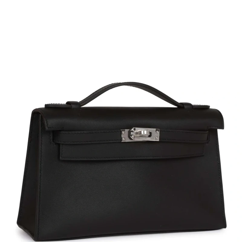 Hermès KELLY POCHETTE VEAU SWIFT NOIR PHW KPSN 2
