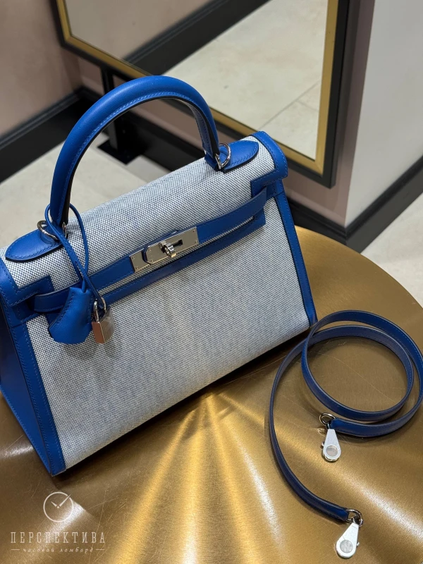 Hermès KELLY 28 VEAU SWIFT/TOILE PHW K28TSB 2