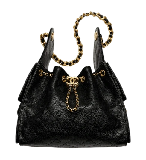 25 Small Hobo Bag Grained Calfskin & Gold-Tone Metal