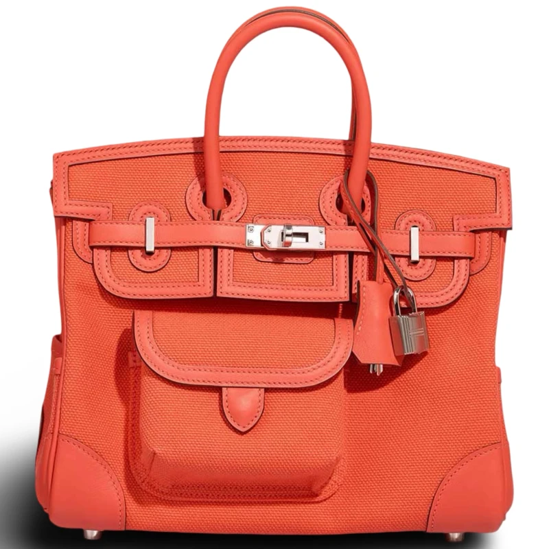 BIRKIN CARGO 25 VEAU SWIFT / CANVAS ORANGE FIELD PHW