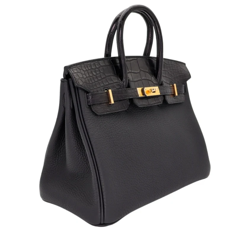 Hermès BIRKIN TOUCH 25 ALLIGATOR MATTE/TOGO BLEU NOIR/NOIR GHW B25TOUCHMATALLIGN 2