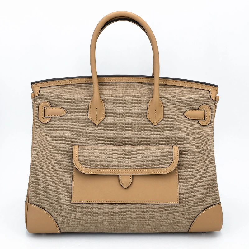 Hermès BIRKIN CARGO 35 VEAU SWIFT TOILE BEIGE/MARFA/POUSSIERE PHW B35Cargo 3