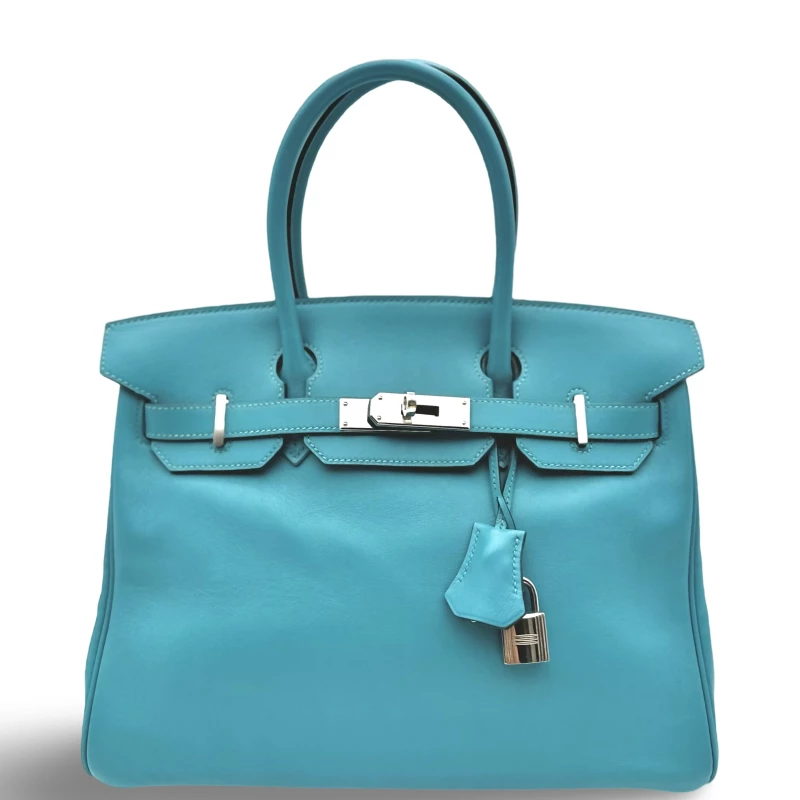 BIRKIN 30 VEAU SWIFT VERT BOSPHORE PHW