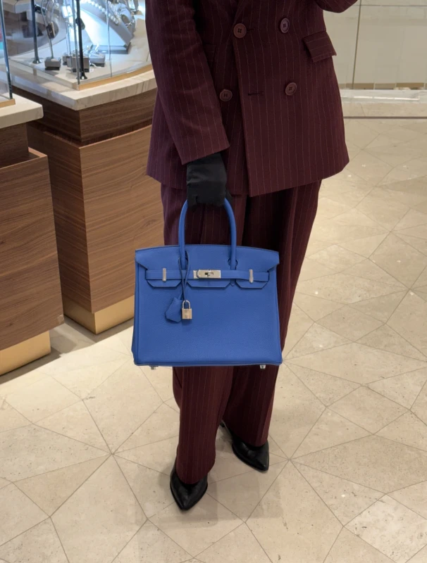 Hermès BIRKIN 30 VEAU TOGO BLEU ZELLIGE PHW B30BZ 6