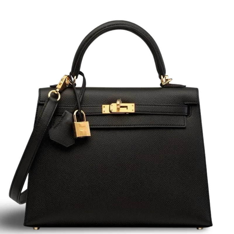 Hermes KELLY 25 VEAU EPSOM NOIR GHW K25EN