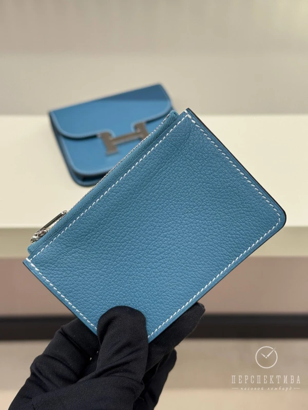 Hermès Constance Slim Wallet Evercolor Bleu Jean CSWBJ 6