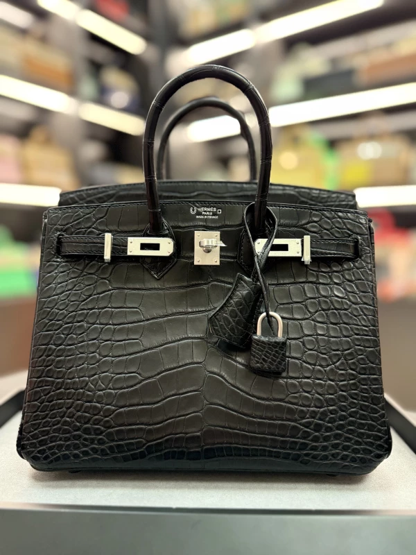 Hermès BIRKIN 25 HSS SPECIAL ORDER ALLIGATOR NOIR NATA MPHW B25HSS 3