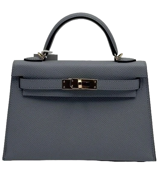 KELLY MINI 20 VEAU EPSOM GRIS PANTIN PBHW