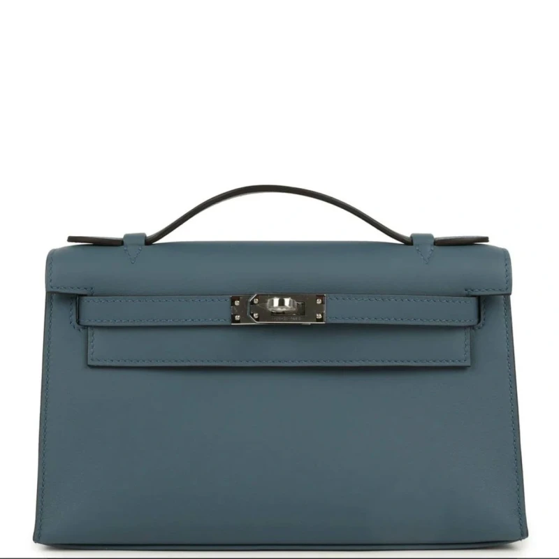 Hermès Pochette Kelly Mini Veau Swift Bleu Tempete H049417CK 7