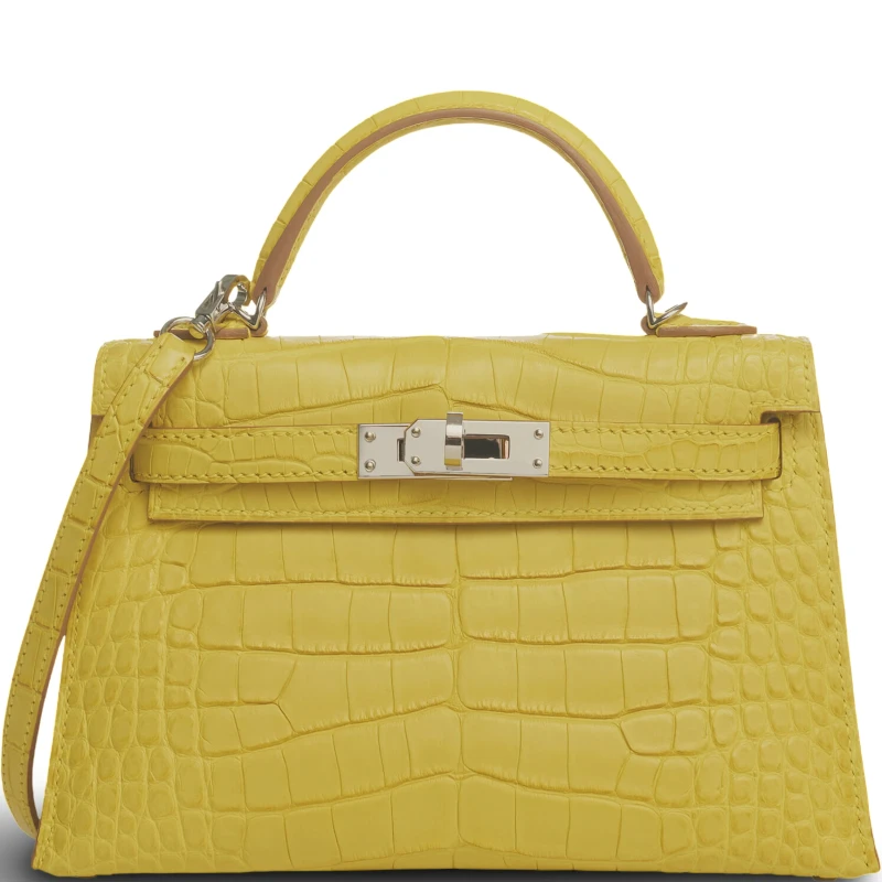 KELLY 20 MINI ALLIGATOR MATTE MIMOSA PHW